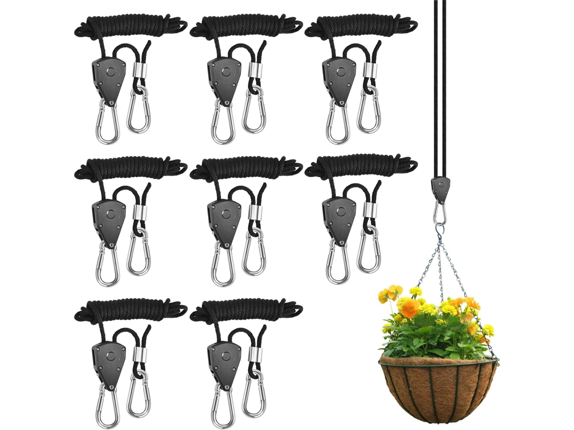 Conjunto de 4 Pares Cadeados Corda Reforçados com 8 Mosquetões 2,4 M AQUAFORGE