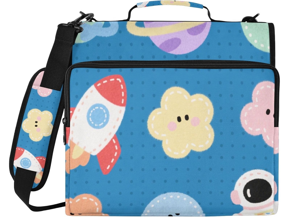 Pasta para Design Animado com 3 Anéis, Altura Ajustável para Ombro e Mão, Fácil de Transportar, Portfólio Portátil