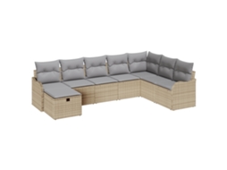 Conjunto 8 Conjunto De Móveis De Jardim Vidaxl Bege Vime Pe