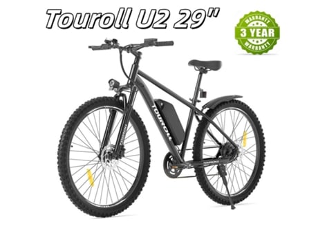 Bicicleta Elétrica Touroll U2 Motor 250w Bateria 48v 15ah Rodas 29 25km/h Freio A Disco Hidráulico Suspensão Dianteira Shimano 7v (150km Autonomia)