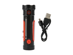 Rádio de Manivela AQUAFORGE com célula solar, lanterna, bateria externa 2000mah, SOS, vermelho