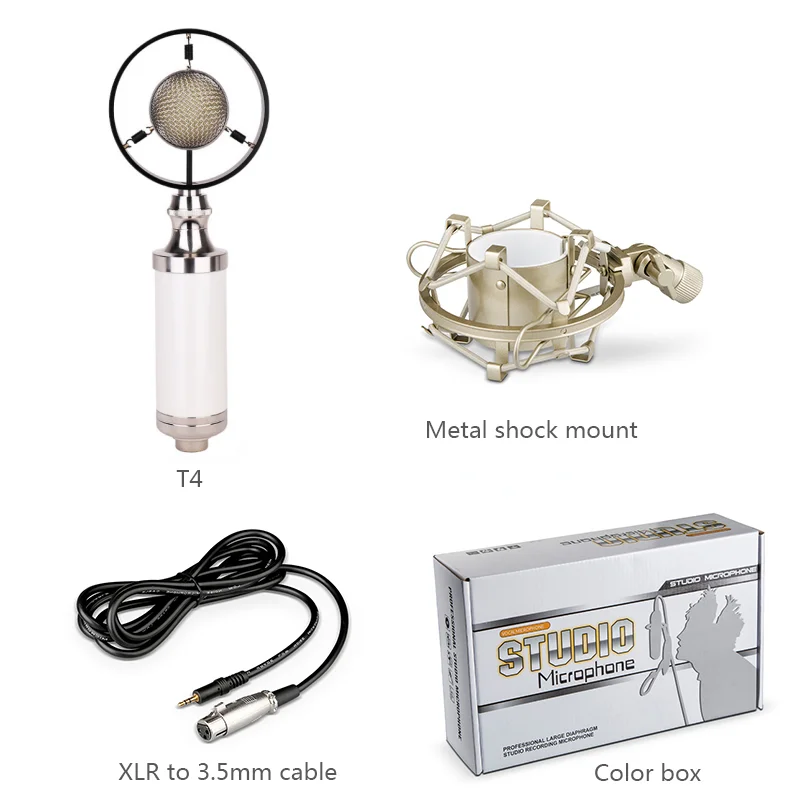 Microfone de Karaokê , Condensador com Fio, Estilo Vintage de Estúdio. MDUG (branco)