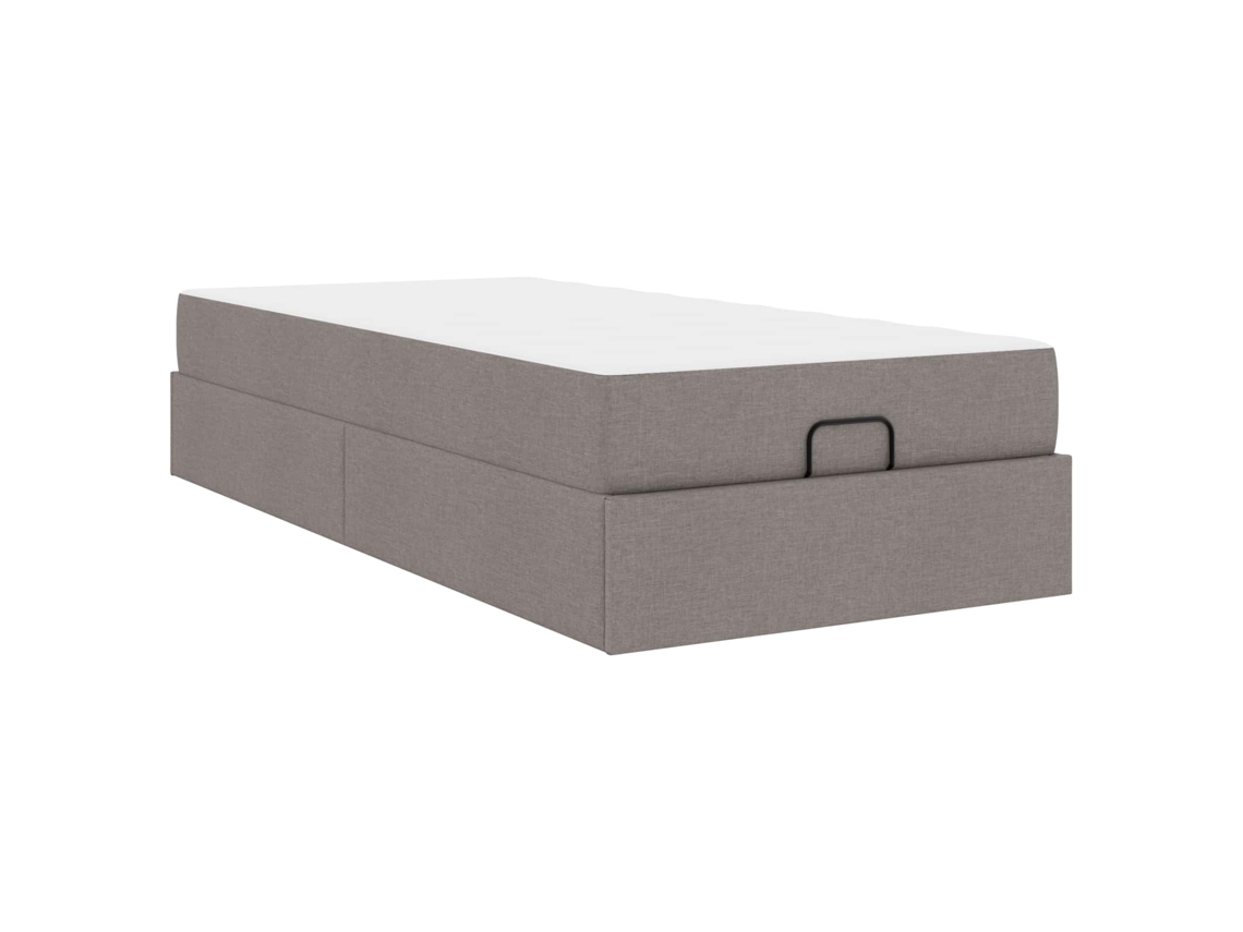 SYFAX™ Estrutura de Cama com Colchão 2 Pcs Cinzento acastanhado Tecido