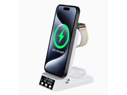 Estação De Carregamento Sem Fio 4 Em 1 Com Despertador, Carga Rápida 15w Para Iphone, Apple Watch E Airpods (branco)