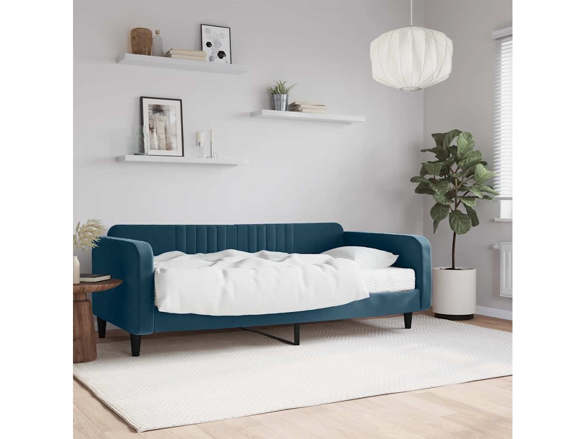 Vidaxl Sofá-cama Com Colchão 100x200 Cm Veludo Azul