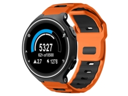 Bracelete Para Garmin Forerunner 220 / 735 / 735xt / 230 / 235 - Silicone Bicolor - Encaixe Plano Laranja + Preto