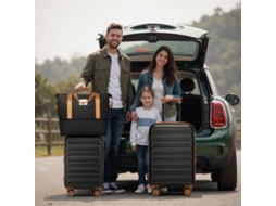 Lote 6 Conjuntos De Bagagem Com Sacos Desportivos, Malas Rígidas Extensíveis Com Rodas 360°, Preto