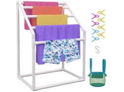 Porta Toalha De Piscina Em Pvc Com 5 Barras, Ganchos E Acessórios Tekmaquinas