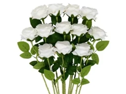 Conjunto de 12 Rosas Artificiais, Rosas Falsas Realistas com Hastes Longas, Buquê Simples de Rosas de Seda. AQUAFORGE