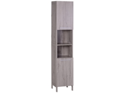 Armário de coluna CHEZMOI com 2 portas, 6 nichos, prateleiras ajustáveis, 30x28x180 cm, branco