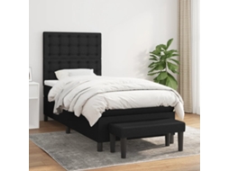 Cama Com Molas/colchão 90x200 Cm Tecido Preto