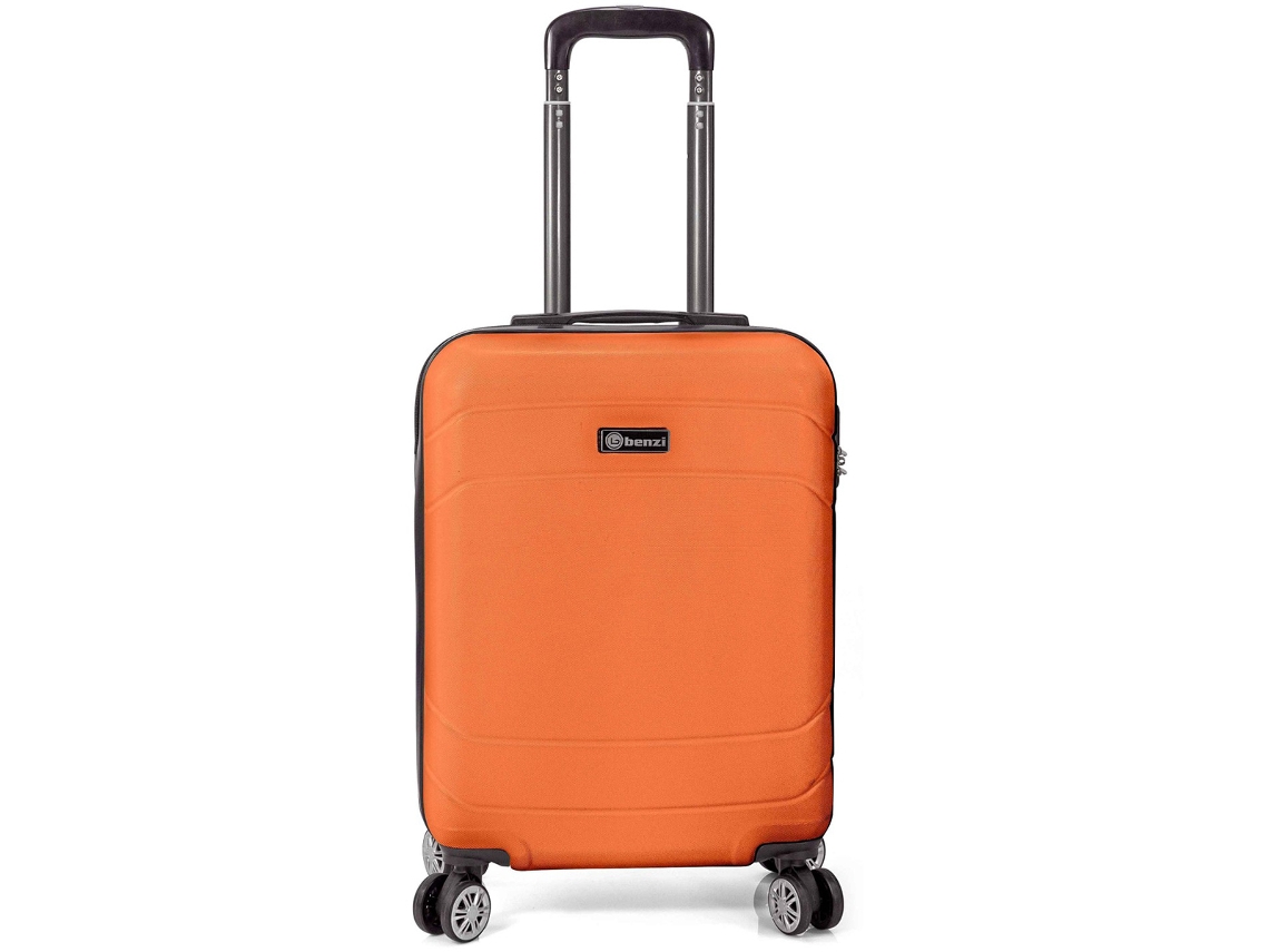 Mala De Cabine Benzi Bz5784na-50, 50 Cm, Rígida Extensível, Abs, Leve, 40 Litros, 4 Rodas Duplas, Fecho Com Combinação, Laranja