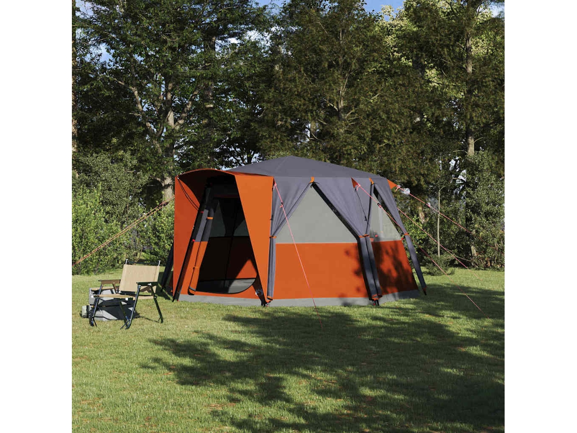 Vidaxl Tenda De Cabana Para 6 Pessoas Com Telhado Cinza E Laranja