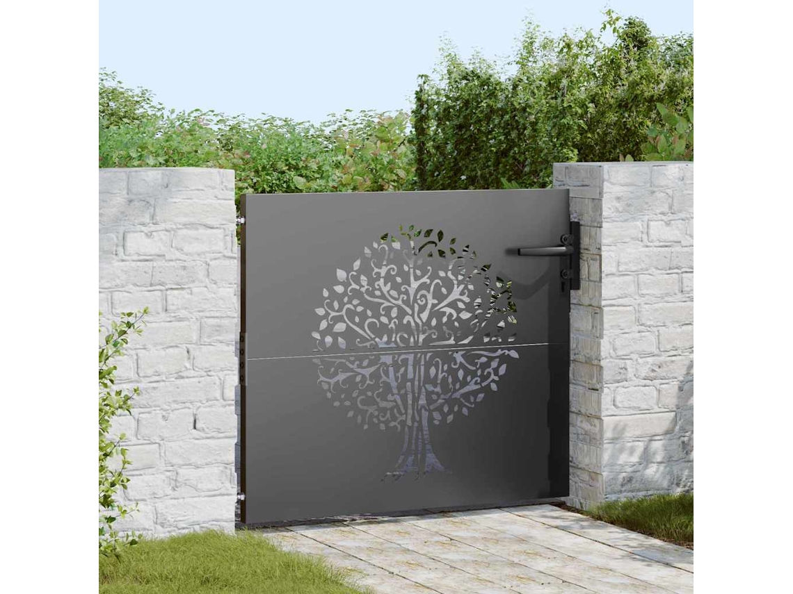 Vidaxl Portão De Jardim 85 X 100 Cm Preto Trancável