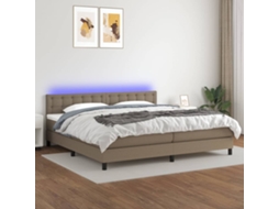 Cama Box Spring Colchão/led 200x200cm Tecido Cinza-acastanhado