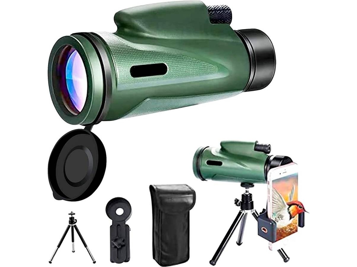 Binóculos ENKERS Monoculares 80X100 Portátil HD com Suporte e Suporte para Telefone Móvel para Observação de Pá-Preto
