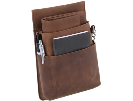 Bolsa de Cinto ALASSIO para Carteira de Garçom Couro de Caçador Marrom