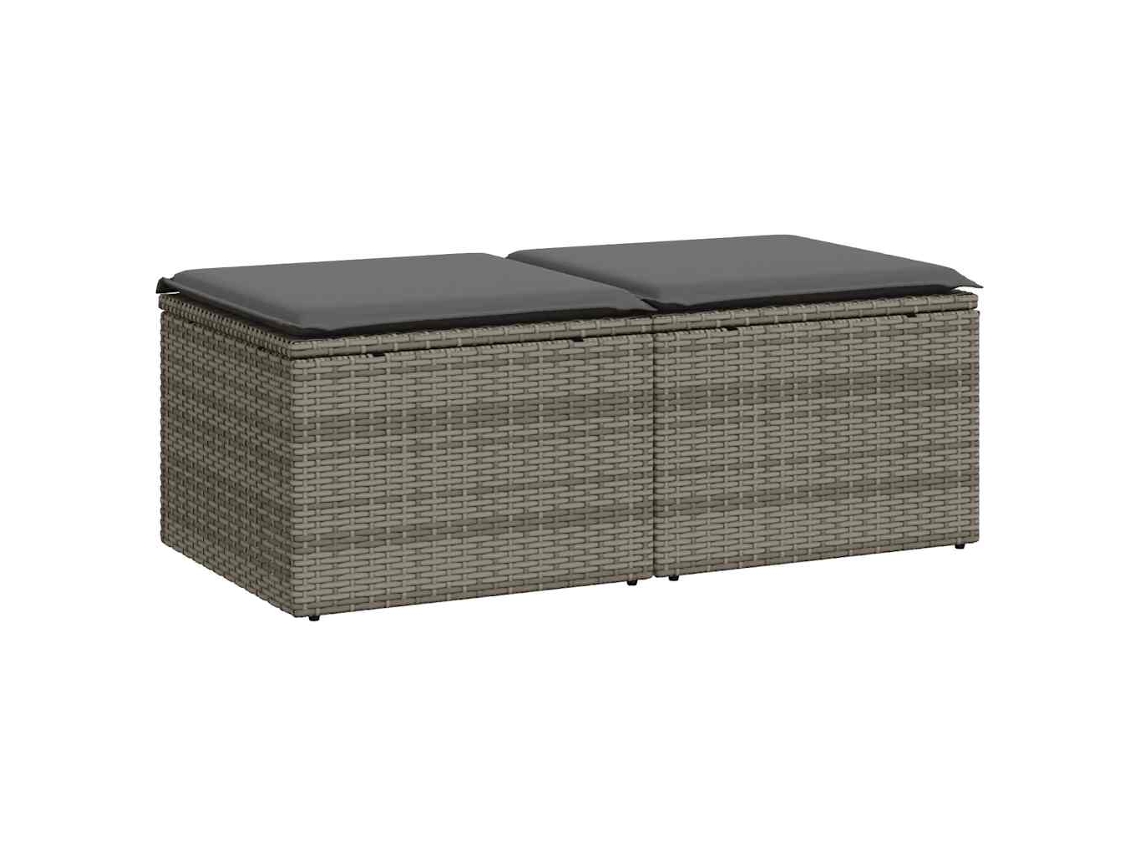 Conjunto de 2 Sofás de Jardim com Almofadões Vime Pe/acácia Cinzento MAISON EXCLUSIVE