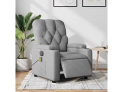 Vidaxl Poltrona De Massagens Reclinável Elétrica Tecido Cinzento-claro
