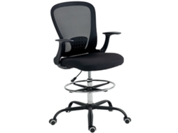 Cadeira De Escritório Ergonômica Com Apoio Para Os Pés Ajustável E Apoios De Braço Rebatíveis, Altura Ajustável, 59x62x99-119cm, Preta