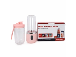 Liquidificador Portátil Elétrico Rosa, 6 Lâminas, 2 Copos E 1 Tampa, Para Sumos E Batidos