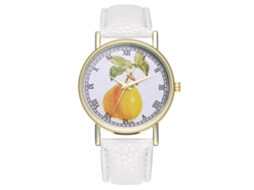 Relógio de quartzo unissex com pulseira de couro PU e mostrador casual Zhoulianfa (branco)