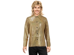Camisa Disco Bling Dourada Masculina