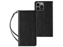 Capa Pega Para Iphone 15 Pro Max Pele Sintética Anti-choque Magnética Preto