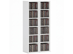 Lot De 2 Étagères Colonnes Armoire De Rangement Cd-dvd 12 Compartiments 21 X 22,5 X 88,5 Cm Capacité 204 Cd Blanc