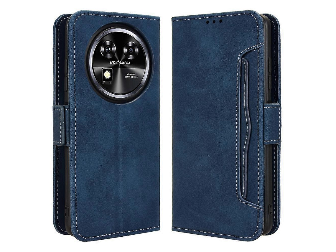 Compre Capa De Couro Para Celular Oukitel C37 Com Vários Compartimentos Para Cartões E Bolsa Tipo Fólio Azul
