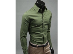 2026 camisas de Luxo para Homem, Ajuste Slim, Gola Redonda, Manga Longa, Casual e Formal, Inverno e Primavera, Algodão Misturado 2xl Verde Ejército