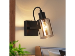 Nettlife Candeeiro De Teto Com Focos 1 Luz E14 Vidro Cinza Fumado Vintage Retro Para Sala E Quarto, 40 W, Regulável, Para Sala, Quarto