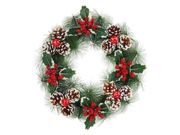 Guirlanda de Natal com Pinhas, Bolas Vermelhas e Tamanho Grande LAXISCREED