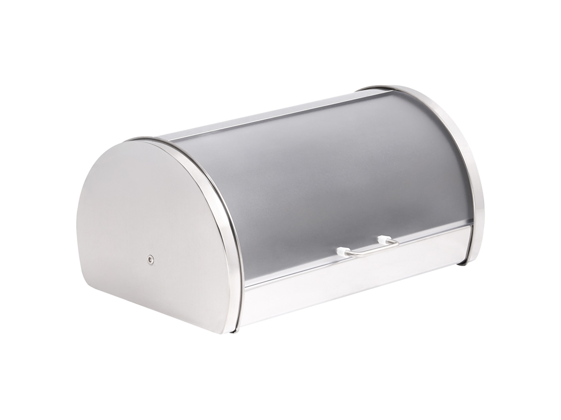 Panera Con Tapa Enrollable Beliani Friandise De Acero Inoxidable Plateado 38x26x19