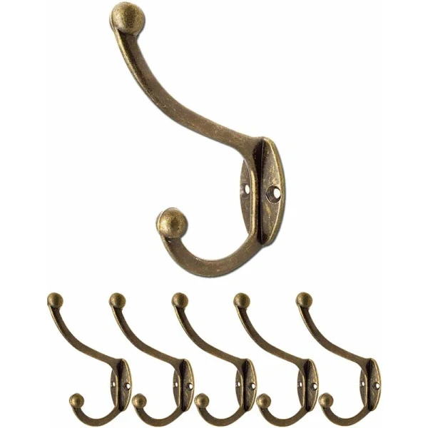 Conjunto De 5 Ganchos Para Casacos Vintage Em Ferro Fundido, Latão E Bronze, Estilo Rústico Retrô