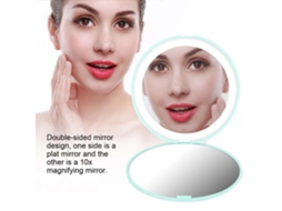 Espejo De Maquillaje Portátil Viaje Con Led Y 10x Aumento Luminoso De Alta Calidad