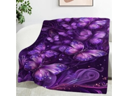 Manta Borboleta Roxa Estrelada 100x130 Cm Multifuncional Macia Confortável em Flanela Ideal para Cama Escritór