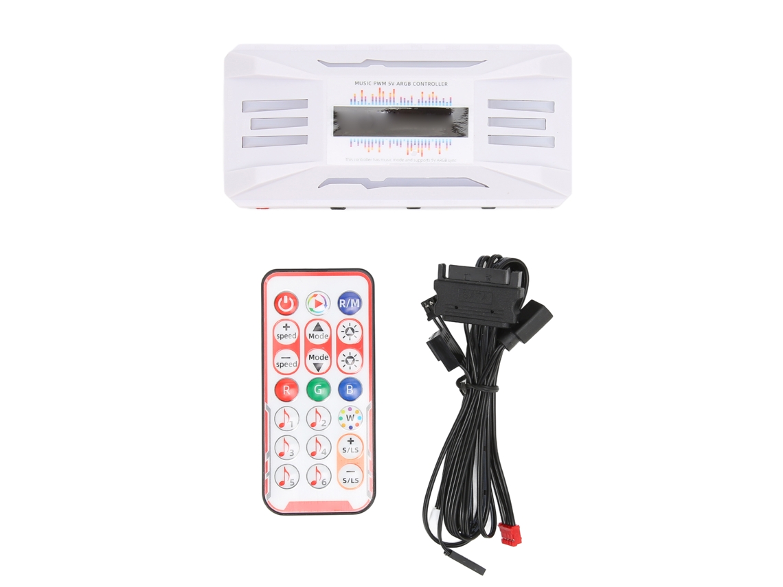Controlador De Temperatura De Ventilador Pwm Adaptador De Luz Rgb Com Controle Remoto Para Pc