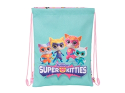 Mochila com cordão Superkitties Turquesa Rosa 26 X 34 X 1 cm