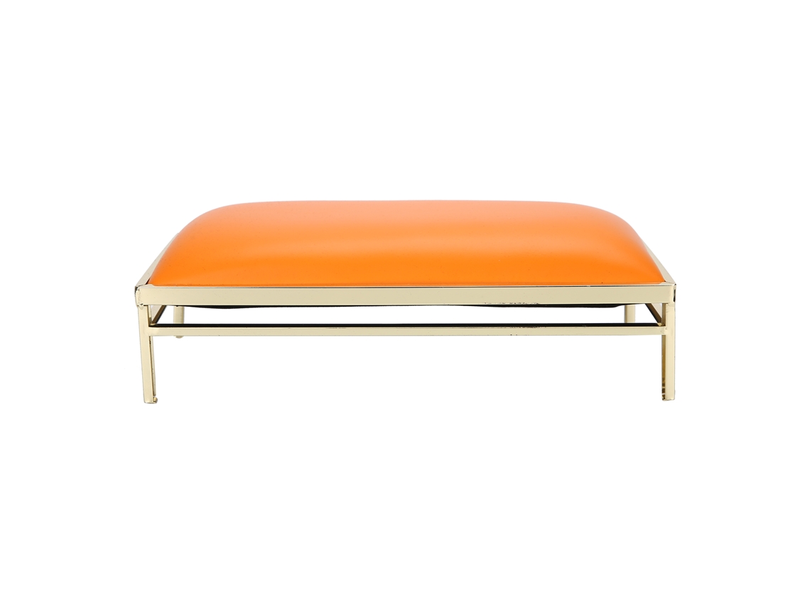 Travesseiro De Mão Para Manicure Com Apoio De Braço Em Couro Pu E Quadro De Metal - Laranja