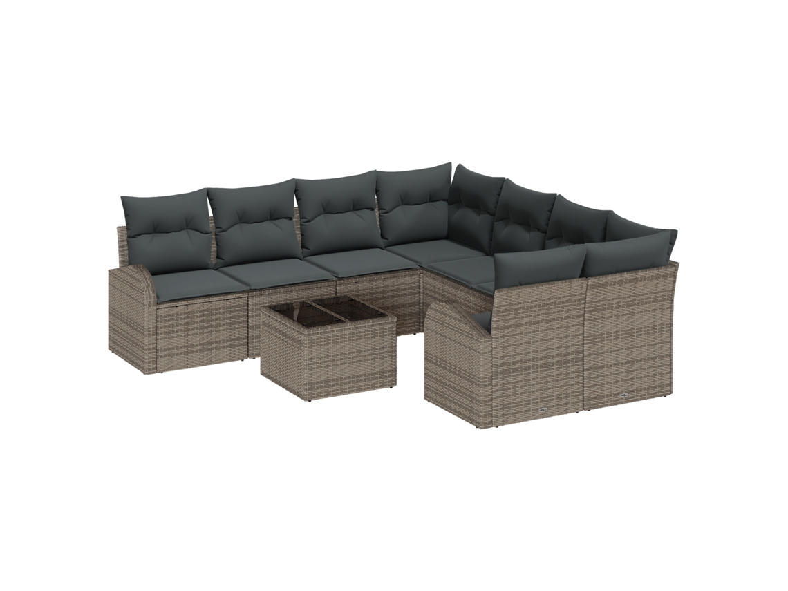 Conjunto 9 Conjunto De Sofá De Jardim Vidaxl Cinzento Vime Pe (234 X 234 X 85 Cm)