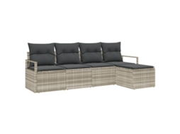 Conjunto 5 Conjunto De Jardim Ao Ar Livre Vidaxl Cinzento-claro Vime Pe (230 X 117 X 85 Cm)