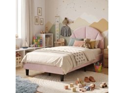 Cama infantil em veludo com cabeceira ajustável, rosa antigo, 90x200cm