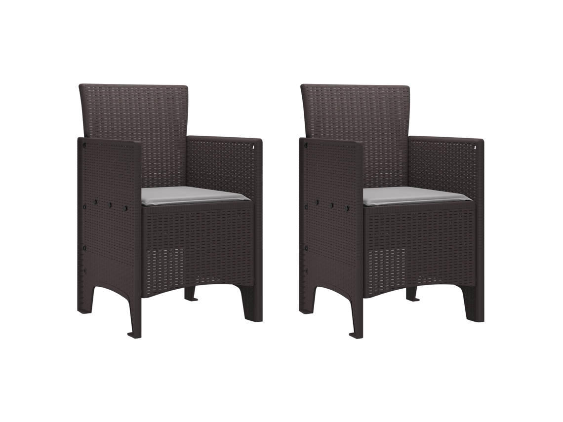 Conjunto 2 Cadeira Moderna Vidaxl Castanho Polipropileno (53 X 49 X 85 Cm)