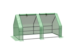 Mini jardim com estufa, túnel, 180x90x90cm, aço, 2 janelas, zíper, verde S/MARCA