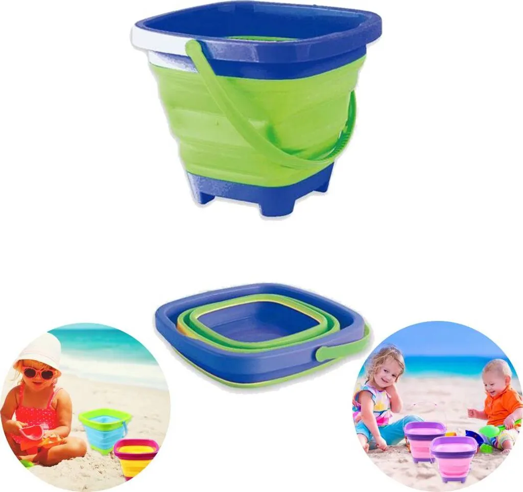 Balde De Praia, Balde Portátil Dobrável Para Brinquedos Areia, Água 2 Litros, Camping E Uso Externo, Praia (verde) -aquaforge