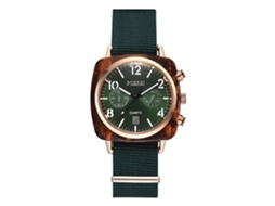 Reloj De Cuarzo Para Hombre De Moda Con Correa De Lona Zona Horaria Triple Verde