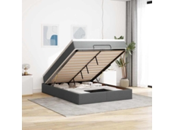 Vidaxl Estrutura Cama Otomana Colchão 140x200cm Tecido Cinzento Escuro