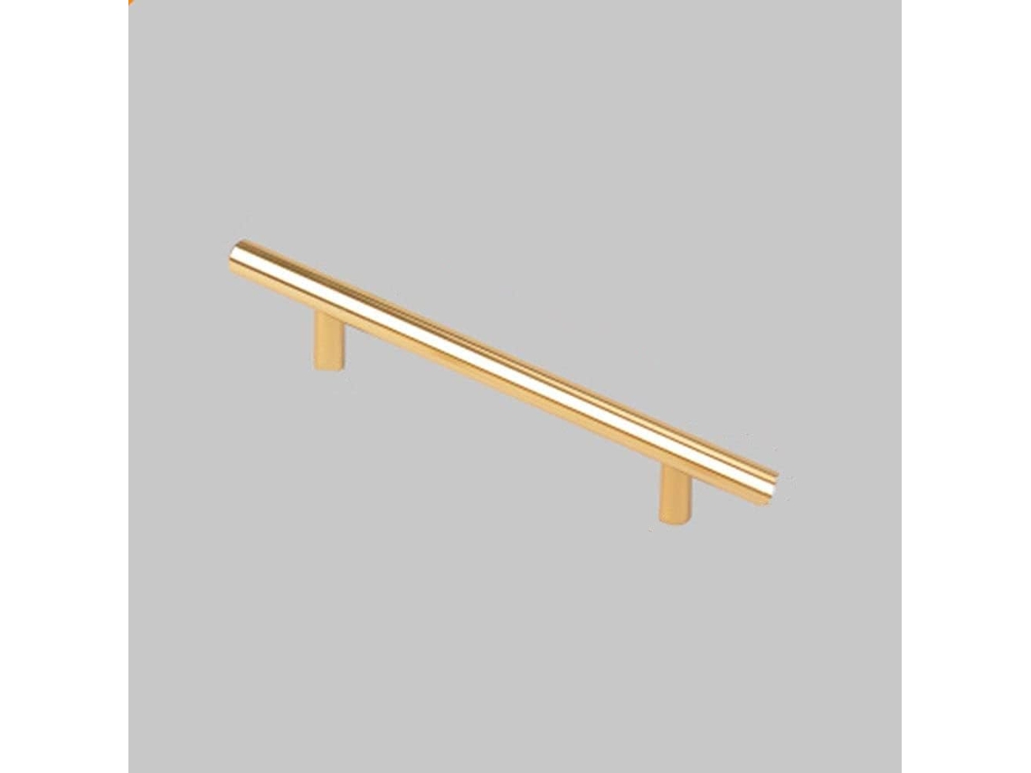 Porta Em Aço Inoxidável De 224 Mm, Puxador Em T Preto Fosco Com Detalhes Em Dourado.