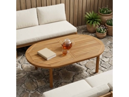 Vidaxl Tampo De Mesa Oval Madeira De Teca Sólida Natural